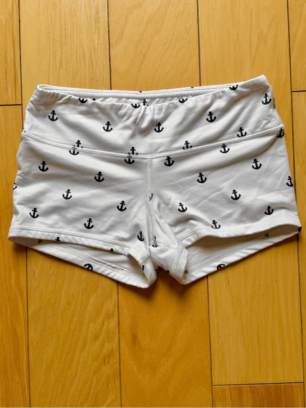 FLEO White Anchor Print Women's Athletic Shorts Sz S
